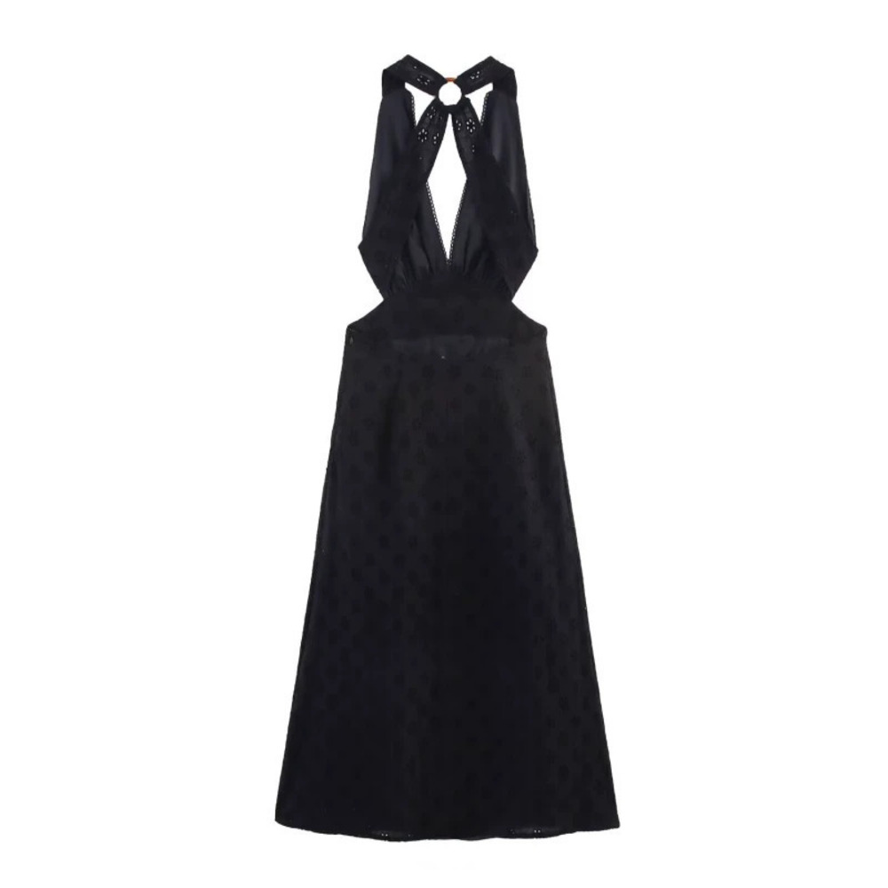 ZARA Embroidered Cutout Spaghetti Strap Dress